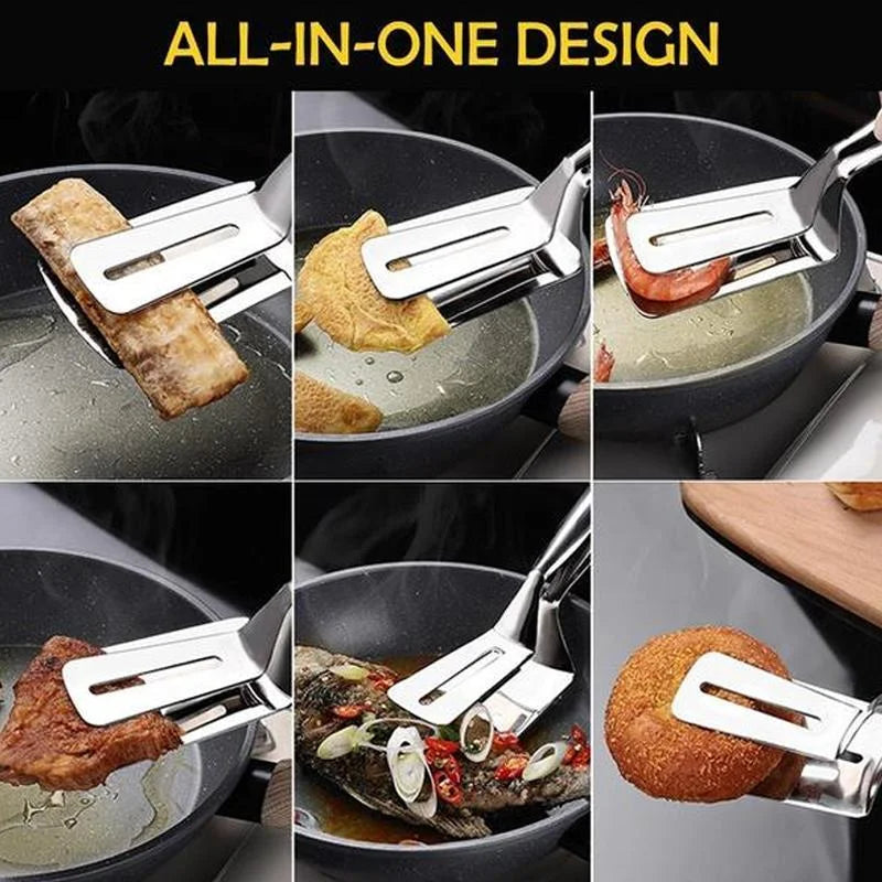 Stainless steel 3-in-1 spatula tongs