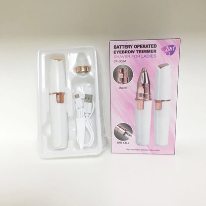 Rechargeable 2-in-1 eyebrow trimmer and shaver for face and lips