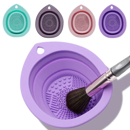 Silicone foldable makeup brush bowl