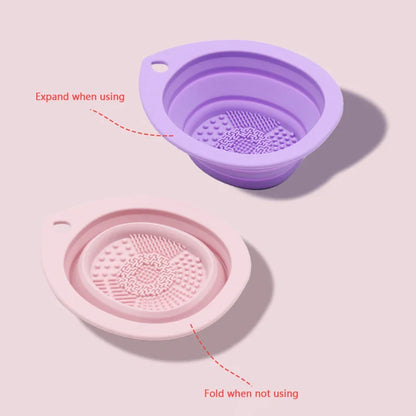 Silicone foldable makeup brush bowl