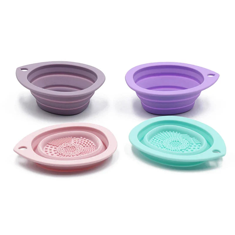 Silicone foldable makeup brush bowl