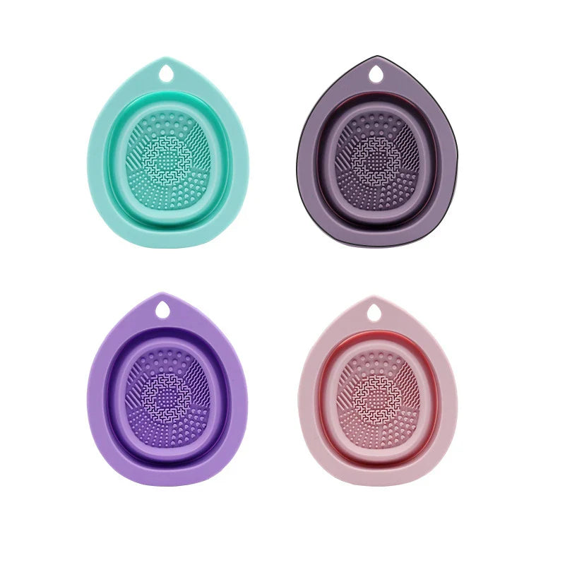 Silicone foldable makeup brush bowl