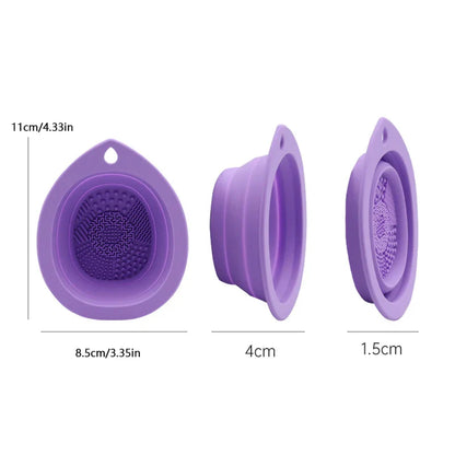 Silicone foldable makeup brush bowl