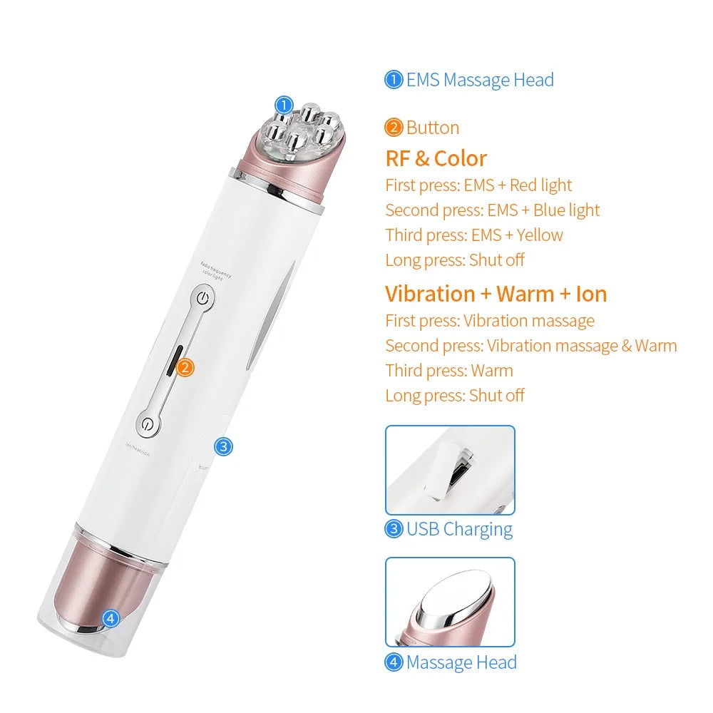 Multifunctional LED Photon therapy facial and eye massage for a tighter, wrinkle-free skin.