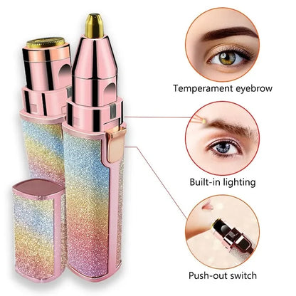 Rechargeable 2-in-1 eyebrow trimmer and shaver for face and lips