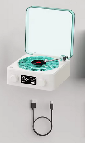 Timeless Homeliness™ Retro Turntable Speaker - Projection Lamp Effect